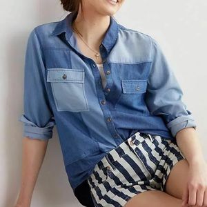 Anthropologie Pilcro denim patchwork chambray